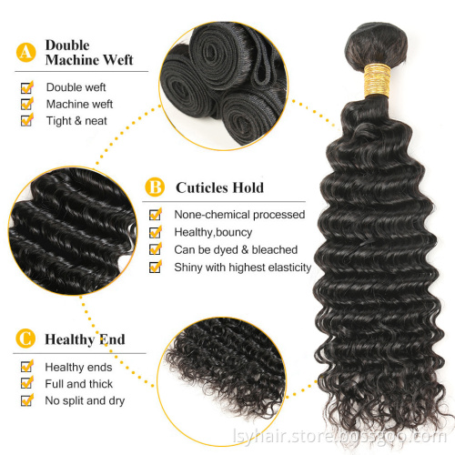 10A Grade Peruvian Hair Deep Wave Bundles 4 Bundles Deal, Hair Package Deal, Qingdao Peruvian Human Hair